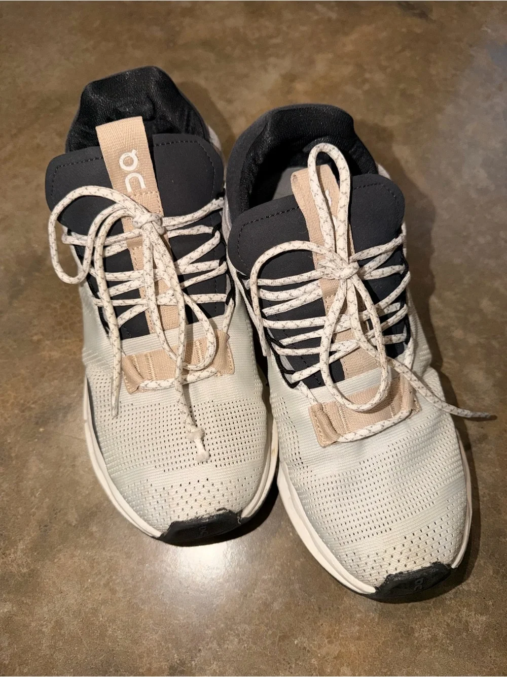 On Running On Cloud Sneakers Women’s 7 White Beige Navy Athletic Shoes EU 38 - Picture 12 of 12